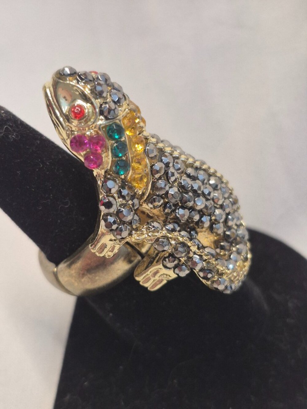 Colorful Crystal Rhinestone Lizard Statement Ring sz 7 to 10